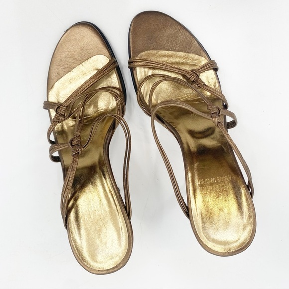 Stuart Weitzman Bronze Strappy Sandals Size 36 - Picture 6 of 8